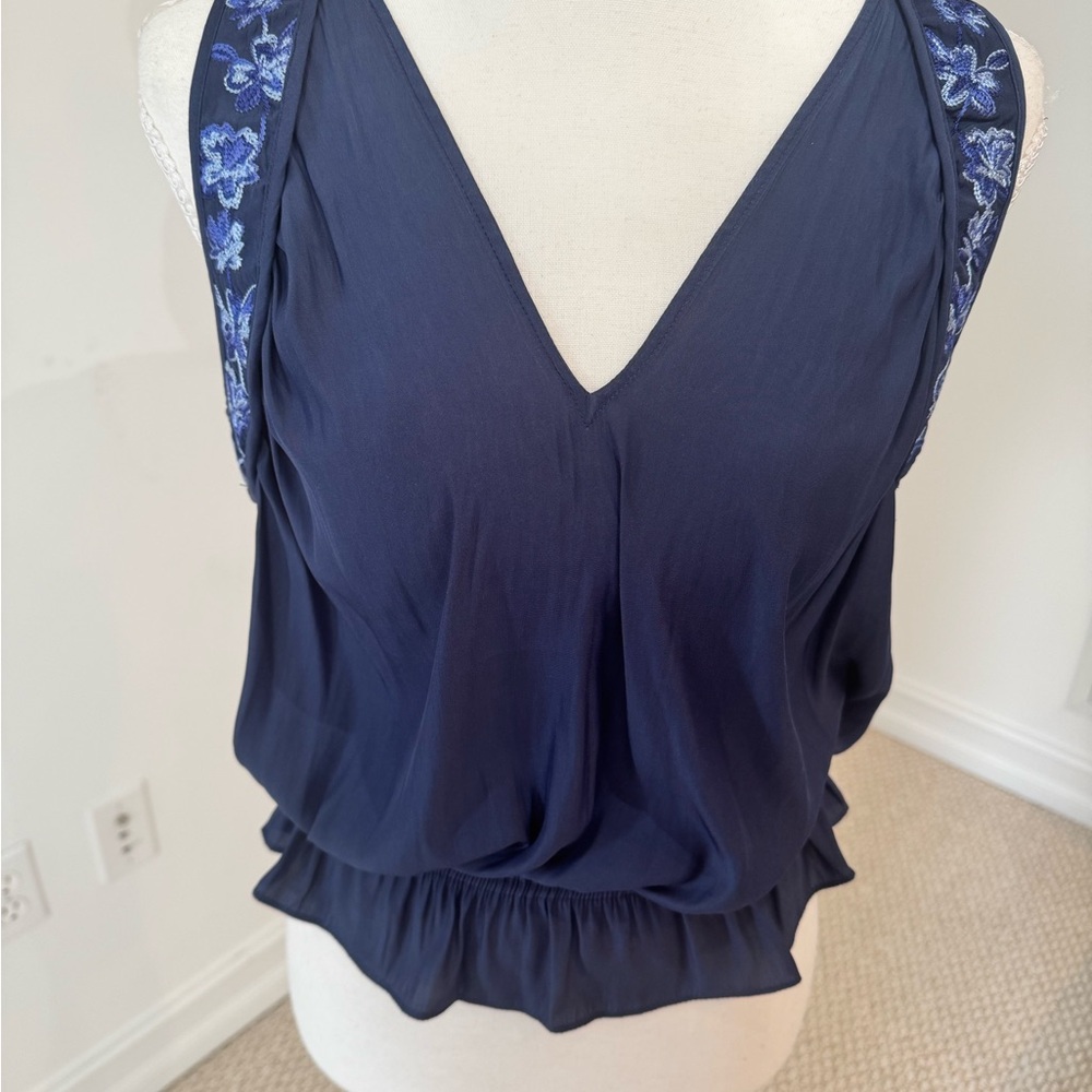 Ramy Brook Deep Blue V-Neck Blouse